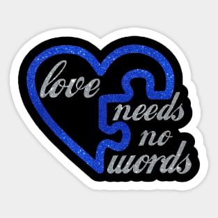 Love Needs No Words Autism Awareness Heart Puzzle Sticker